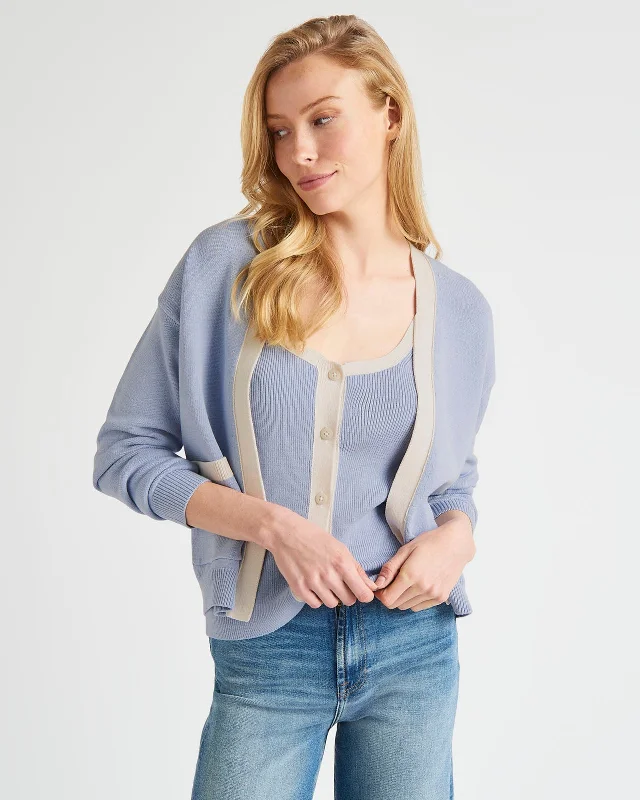 Nevin Contrast Cardigan Satin Fabric Silk Fabric Chiffon Fabric