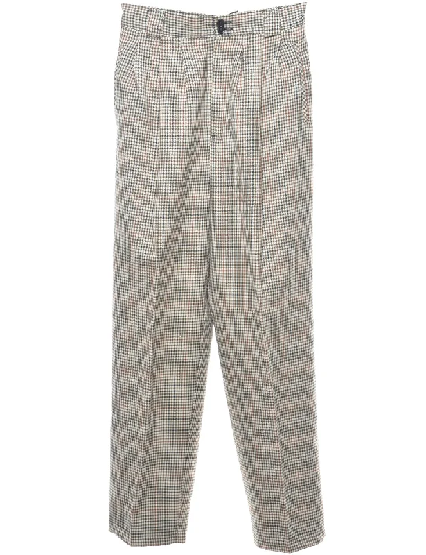 Houndstooth Grey Trousers - W28 L31 Trousers Bridal Satin