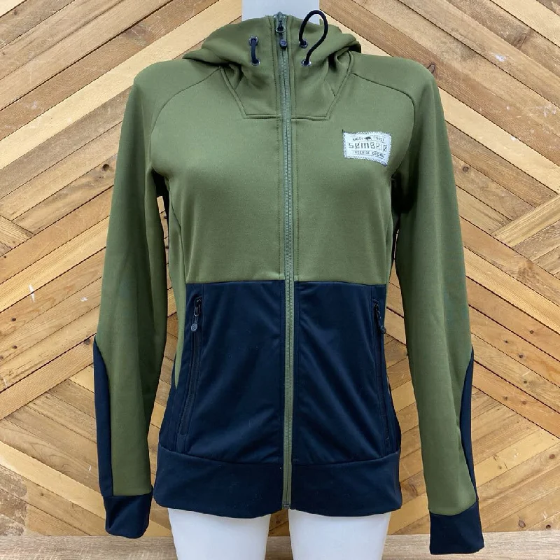 Sombrio - Women's Blocker Hoodie - MSRP $140: Green/Black-women-XS Hoodie with Strings Custom Fit Adjustable Sombrio - Women's Blocker Hoodie - MSRP $140: Green/Black-women-XS Hoodie with Strings Custom Fit Adjustable