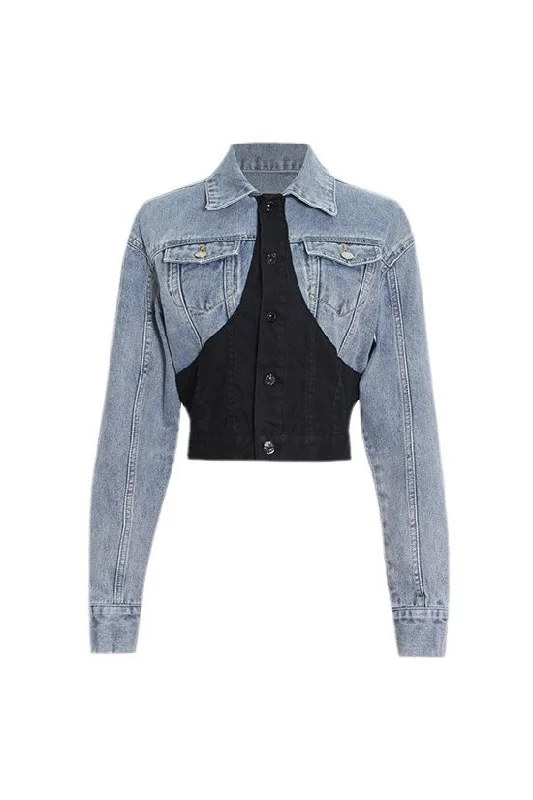 Deconstructed Hybrid Button Down Long Sleeve Cinch Waist Crop Denim Jacket Notch Collar Jacket Peter Pan Collar Jacket Cowl Neck Jacket Deconstructed Hybrid Button Down Long Sleeve Cinch Waist Crop Denim Jacket Notch Collar Jacket Peter Pan Collar Jacket Cowl Neck Jacket