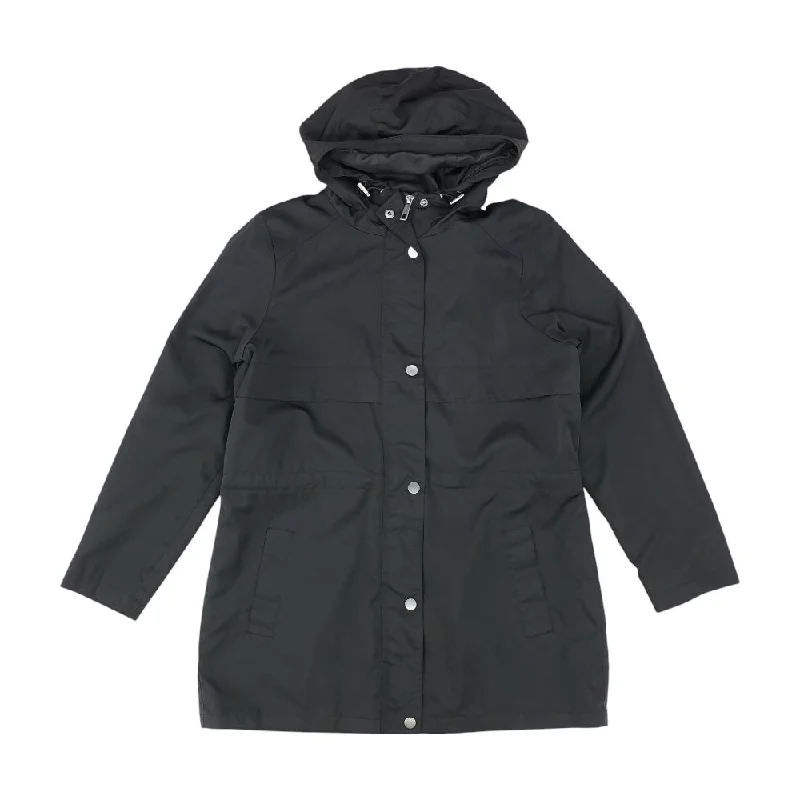 Black Solid Rain Coat Fitted Loose Oversized