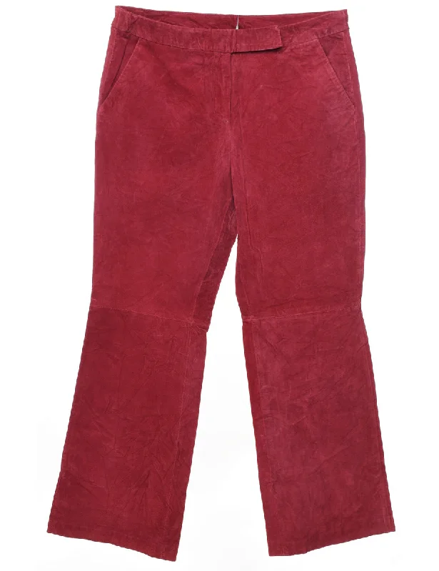 Red Classic Suede Trousers - W32 L28 Trousers Leisure Comfortable