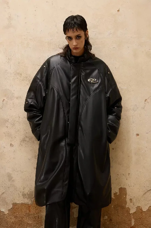 Leather Coat Fleece Down Feather