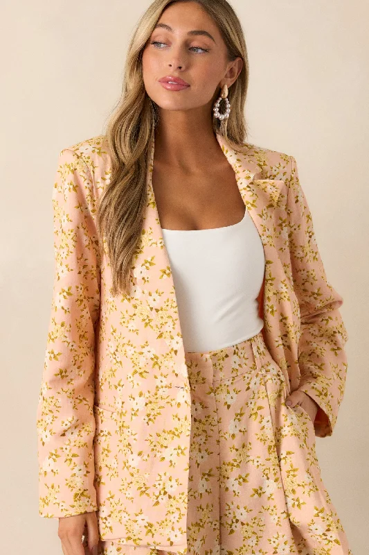 Blossoming Love Pink Floral Blazer Women's Daily Blazer