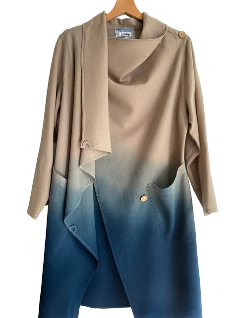 Cashmere & Wool Wraparound Shibori Coat Wool Cashmere Tweed