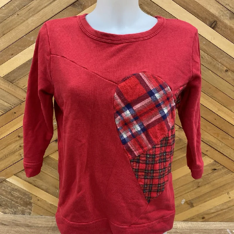 Preloved - Women's 3/4-Sleeve Sweatshirt - MSRP comp $79: -women- Hoodie with Ribbed Hem Stretchable Secure