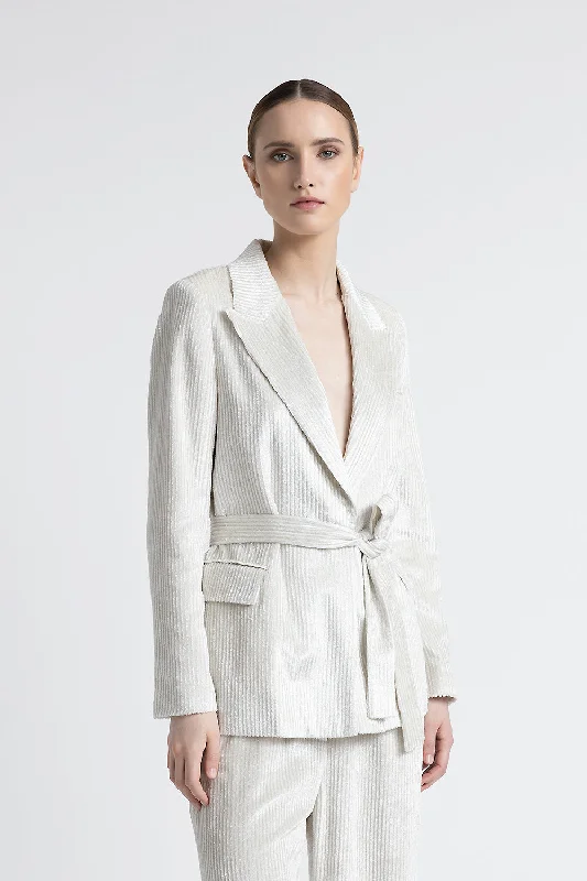 Fluid corduroy single-breasted blazer Women's Handmade Blazer