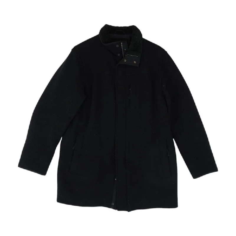 Black Solid Coat Suede Jacket Faux Fur Jacket Puffer Jacket