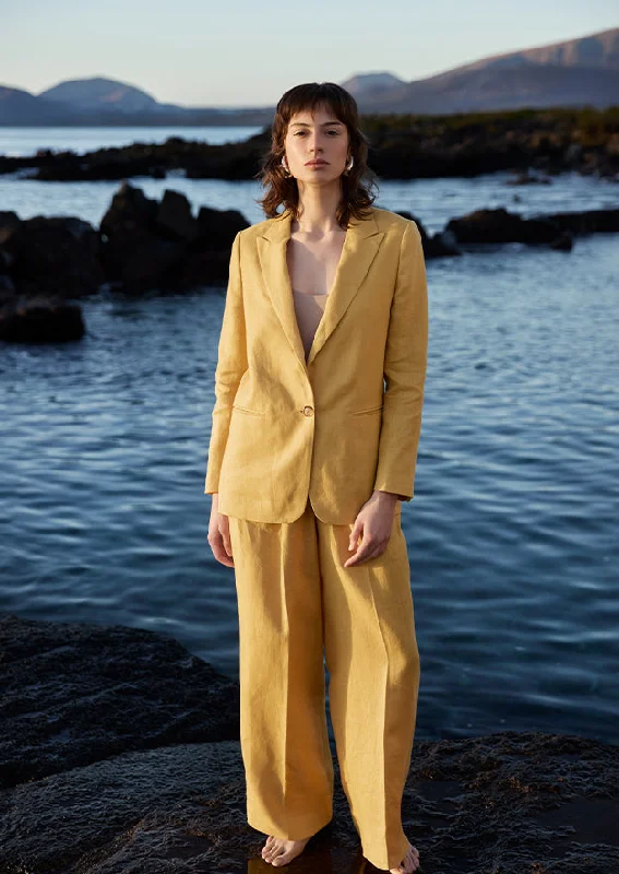 Mustard Cara Irish Linen Blazer Women's Custom Suit