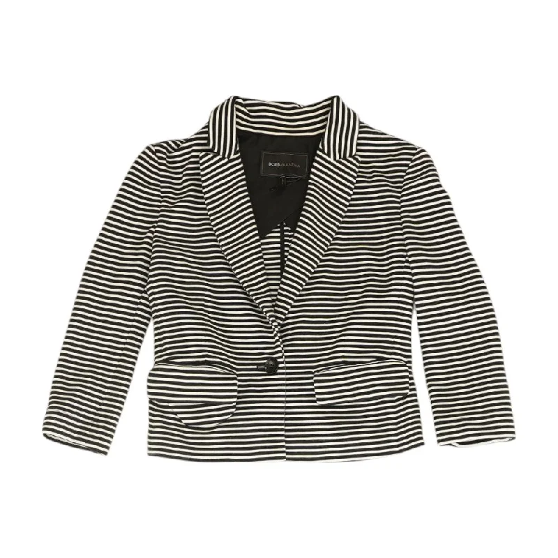 Black Striped Blazer Linen Women's Suit