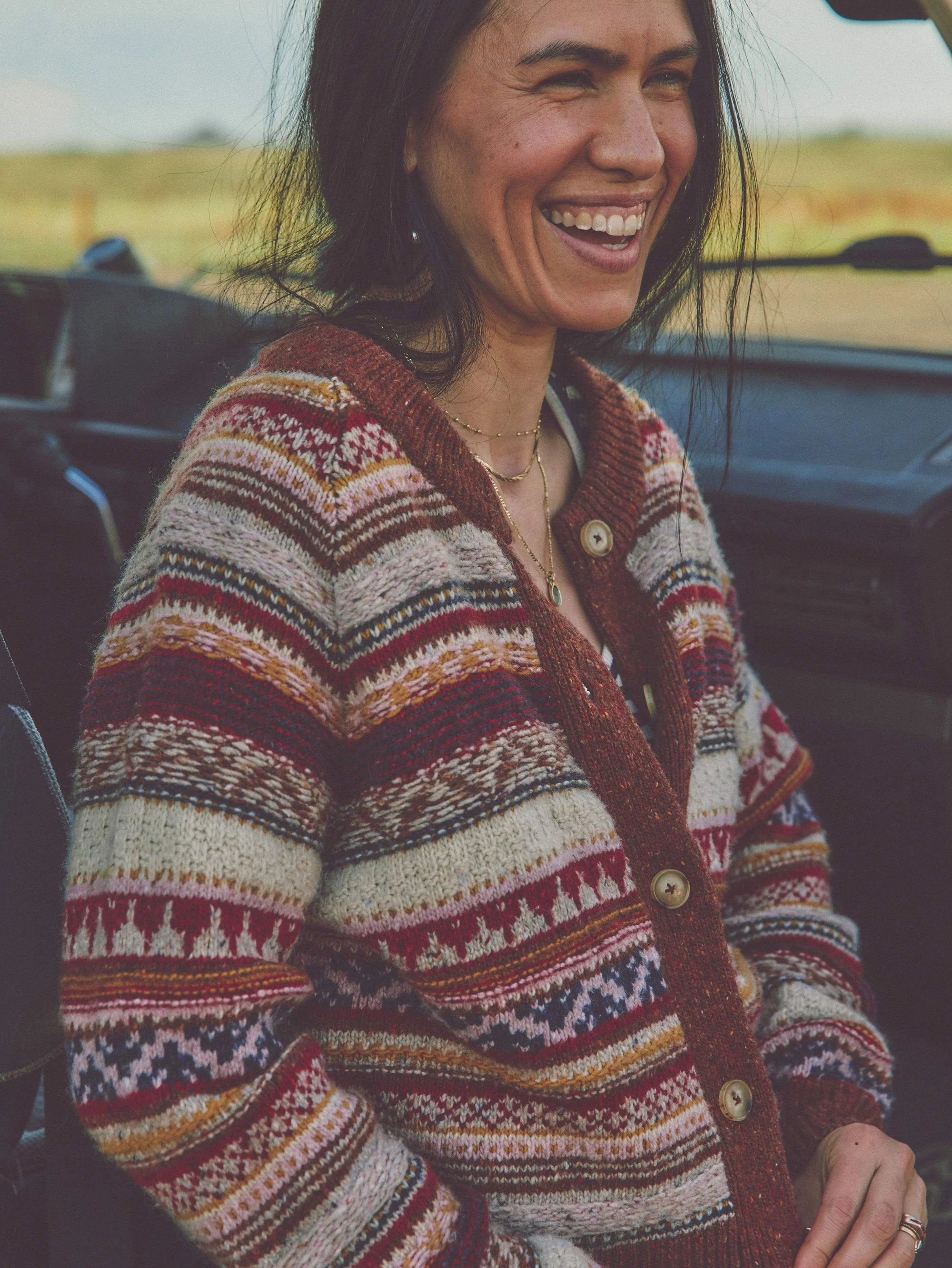 FAHERTY Marley Fairisle Cardigan Soft Cozy Warm