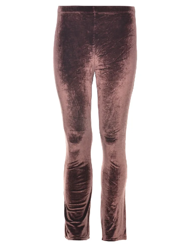 Dark Brown Velvet Trousers - W30 L31 Trousers Satin Smooth