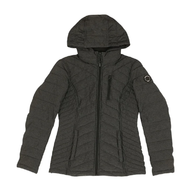 Charcoal Solid Puffer Coat Fitted Loose Oversized