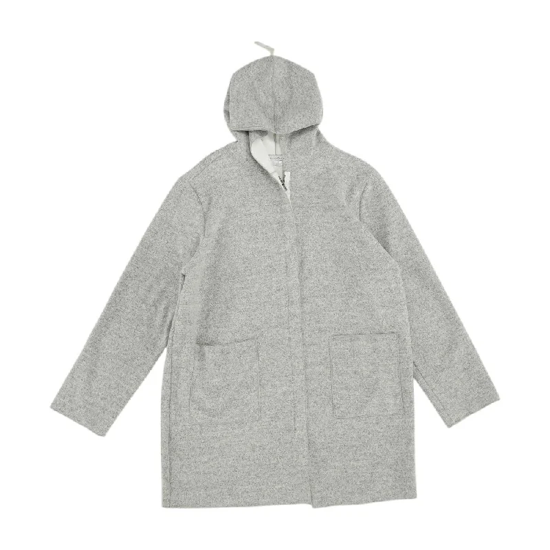 Gray Solid Coat Parka Down Jacket Wool Coat