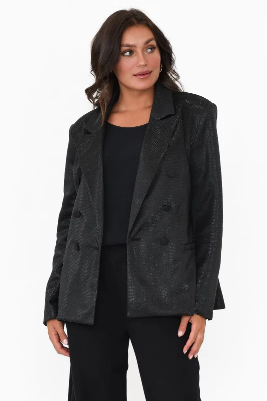 Roxy Black Metallic Blazer Women's Brand Blazer