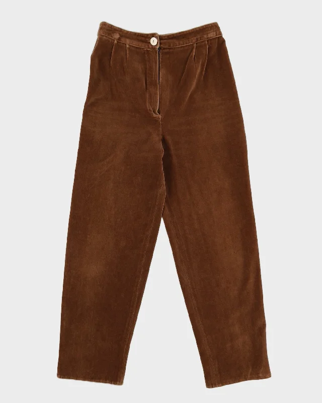 Brown Velvet Trousers - W25 L26 Trousers versatile all-occasion