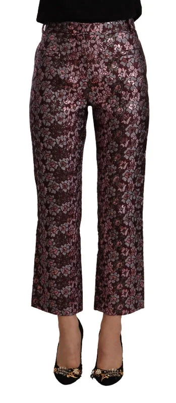 High Waist Jacquard Flared Cropped Trousers Trousers Brand Named