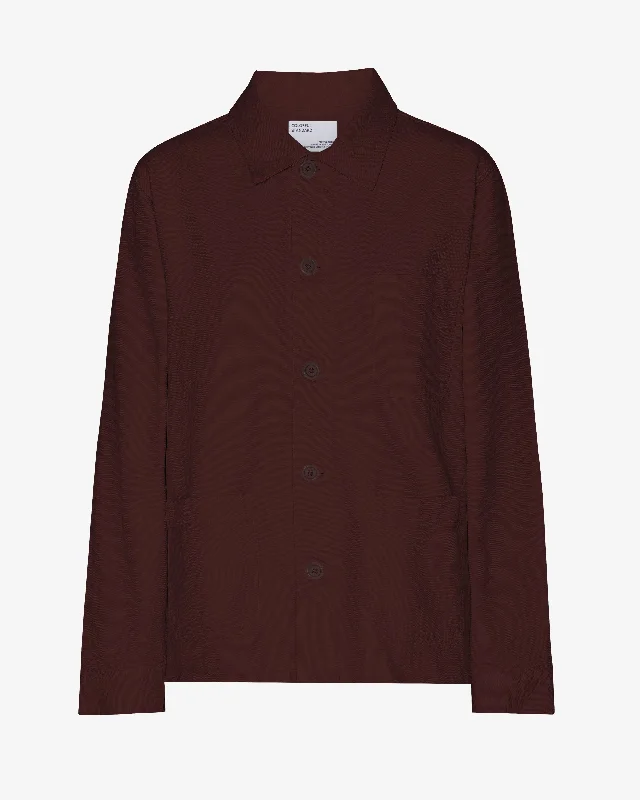 Organic Workwear Jacket - Oxblood Red Cotton Fabric Linen Fabric Terry Fabric