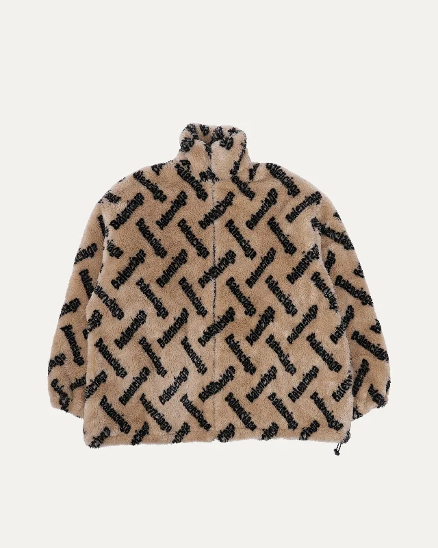 Monogram Pile Fleece Jacket Faux Fur Fabric Real Fur Fabric Shearling Fabric