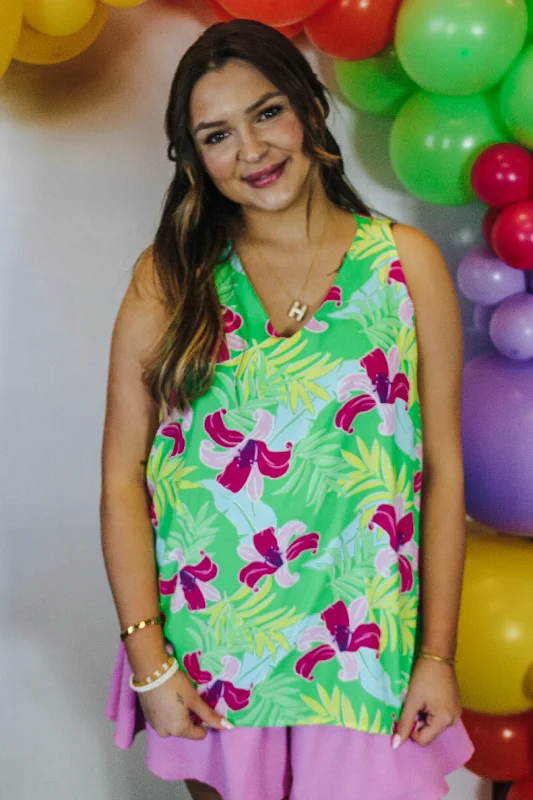 Sydney Waikiki Green Floral Tank pastel tank top