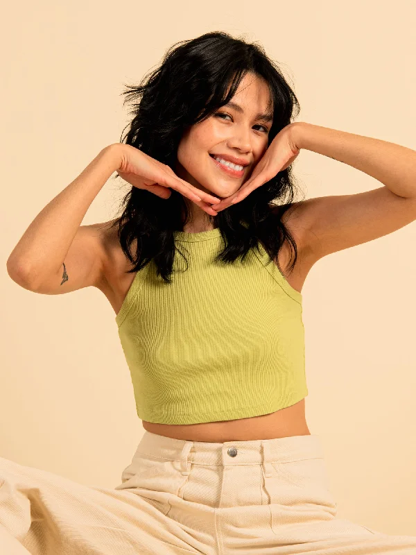 HARLOW HIGH NECK RACERBACK TANK TOP  - CLEARANCE lemon yellow tank