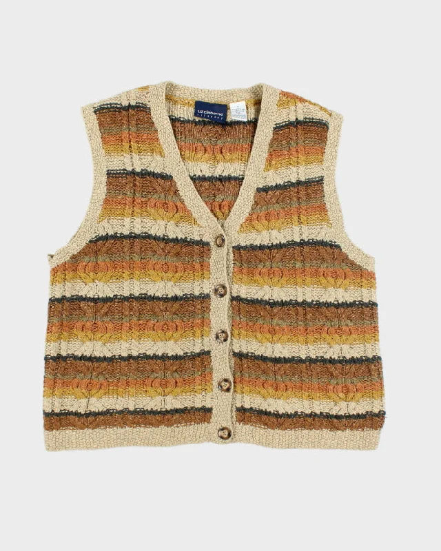 Vintage Y2K Liz Claiborne Wool Blend Chunky Tank Cardigan - M bright tank top