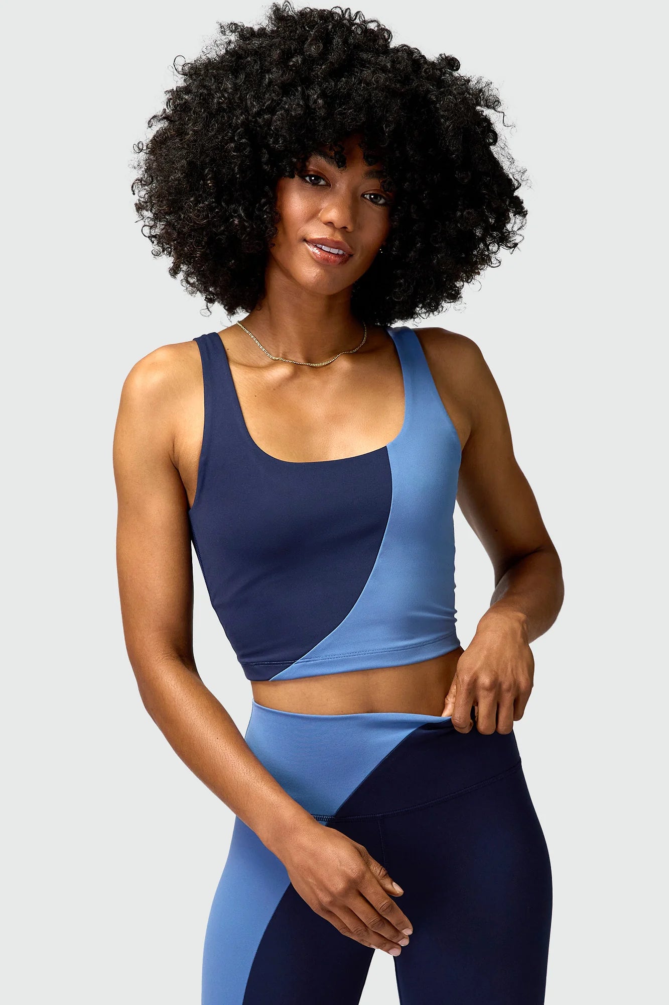 Spiritual Gangster Indie Color Block Crop Tank - Midnight Navy striped tank top