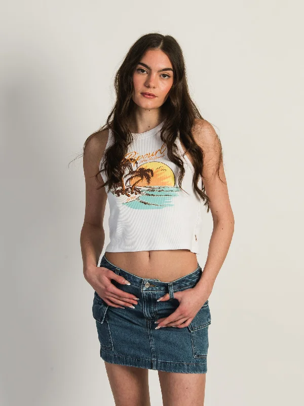 RIP CURL SUNSET RIBBED CROP TANK TOP mesh tank top