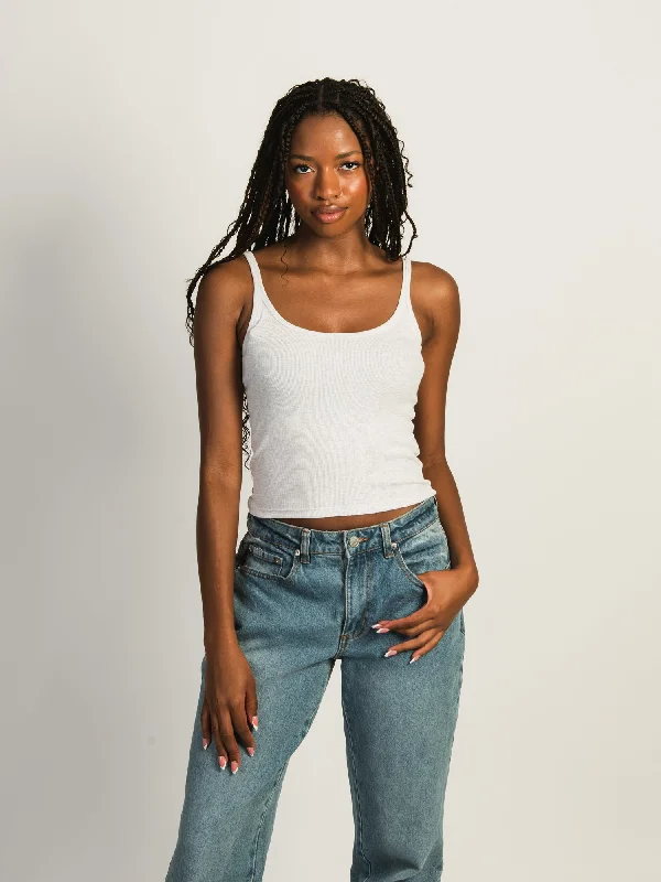 HARLOW ESSENTIAL RIBBED MELANGE TANK TOP - CLOUD flirty tank top