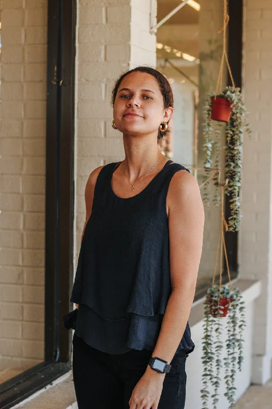 Must Be True Black Tank Top peach tank top
