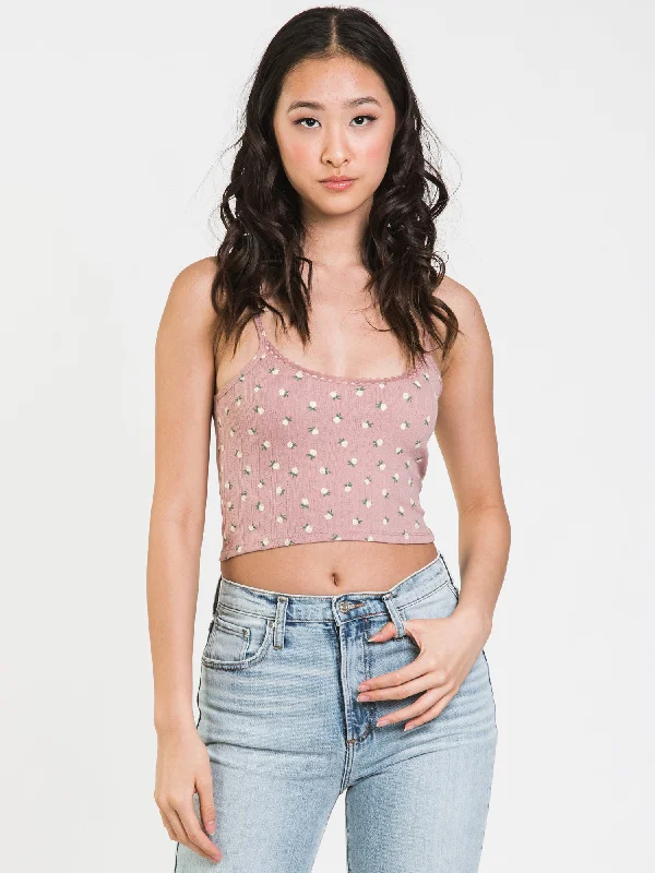HARLOW KIKI POINTELLE DITSY Tank Top - CLEARANCE high neck tank