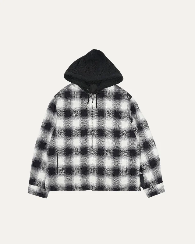 Hooded Checkered Flannel Jacket Cardigan Sweater Pullover