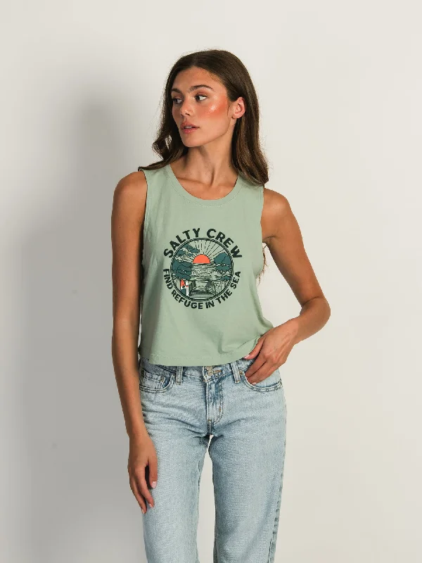 SALTY CREW BEACH BREAK CROPPED TANK TOP cold shoulder tank