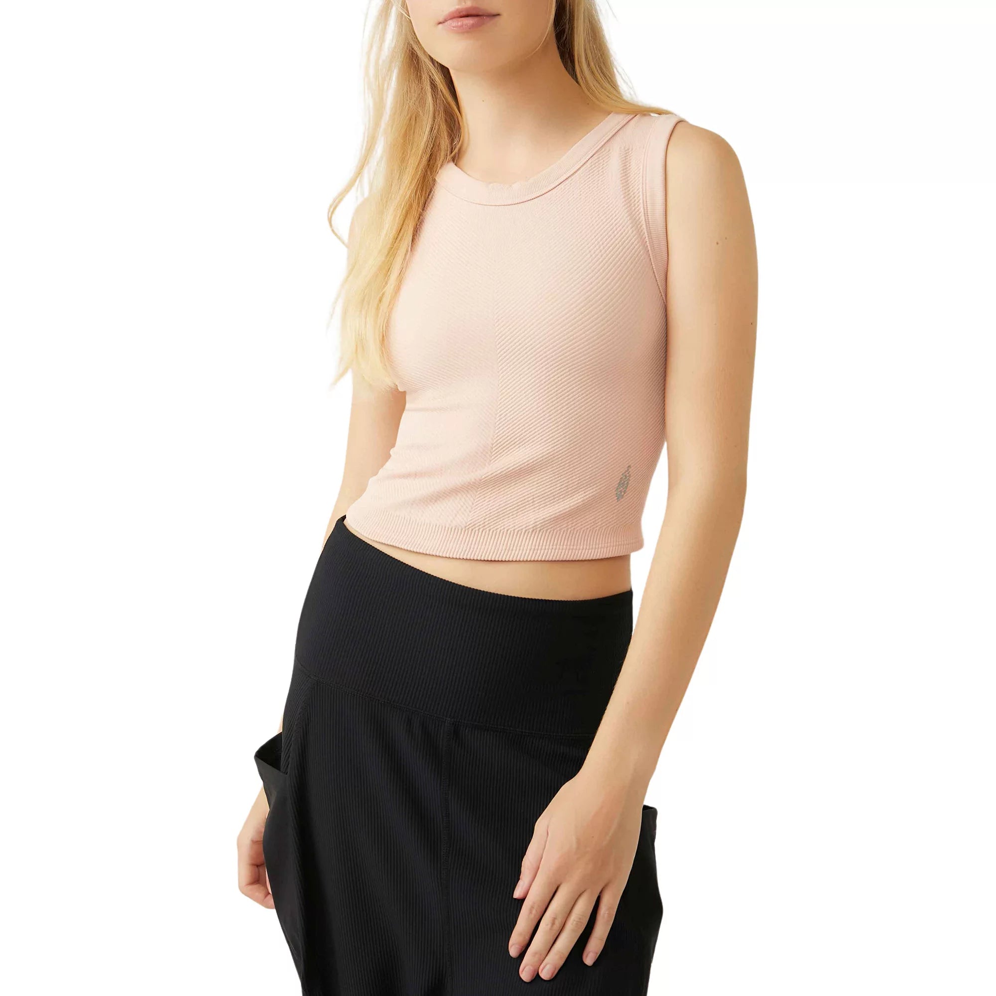 Free People Free Throw Muscle Tank - Pink Salt peekaboo tank top