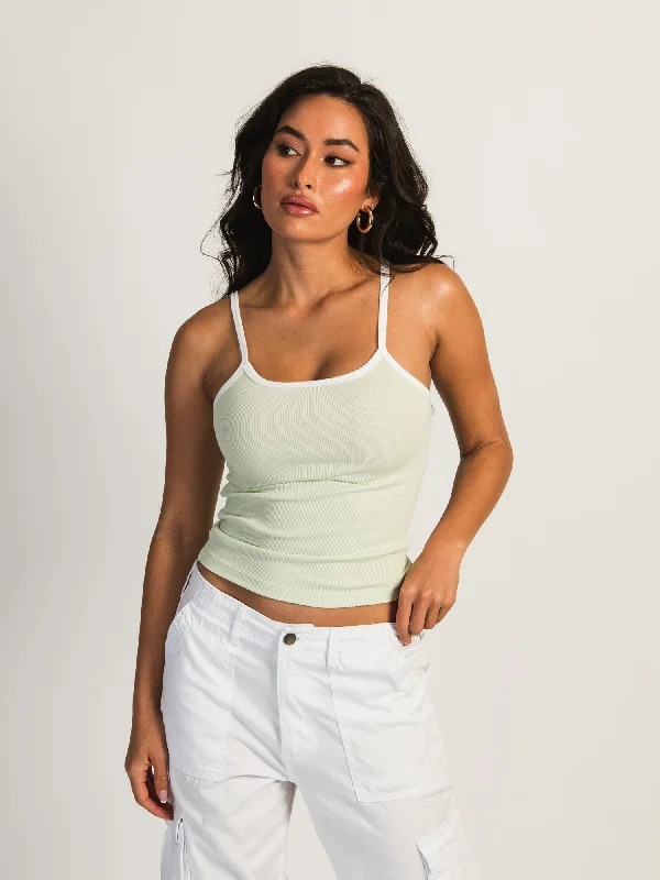 HARLOW LOGAN TANK - SAGE w/ WHITE layering tank top