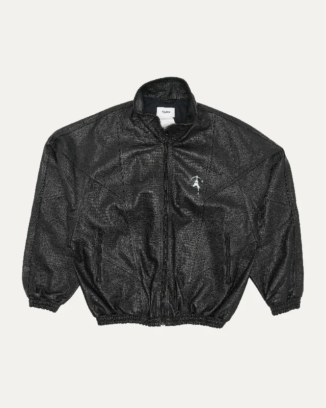 Debossed Leather Track Jacket Wool Jacket Cashmere Jacket Tweed Jacket