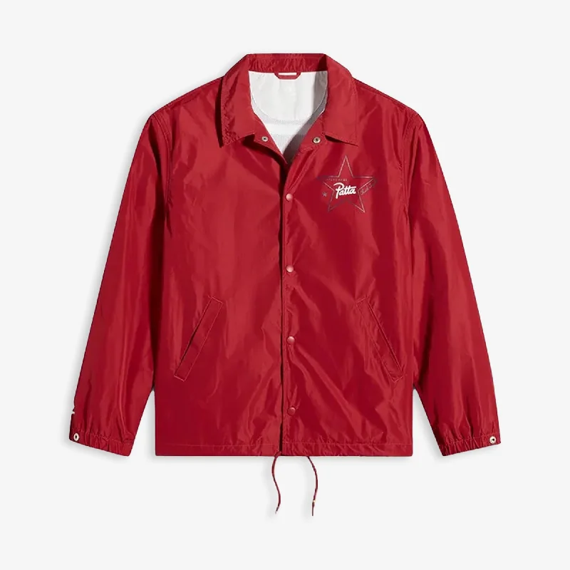 Converse | X PATTA COACHES JACKET { RED Rayon Fabric Velvet Fabric Corduroy Fabric