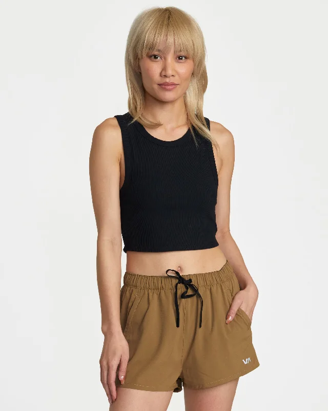 VA Cut Out Cropped Tank Top - Black bold tank top