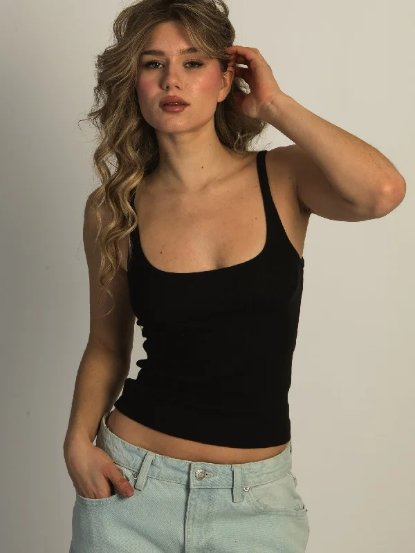 HARLOW ESSENTIAL RIBBED TANK - BLACK turquoise tank top