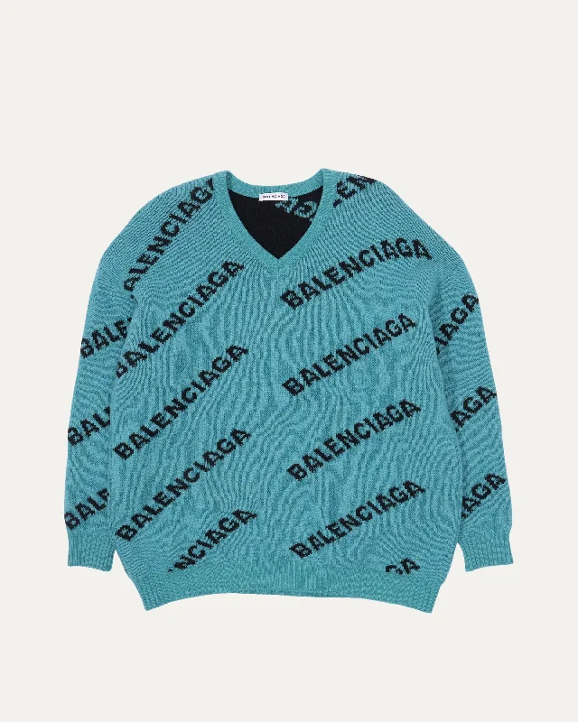 Logo Print Virgin Wool Sweater Machine Wash Dry Clean Hand Wash