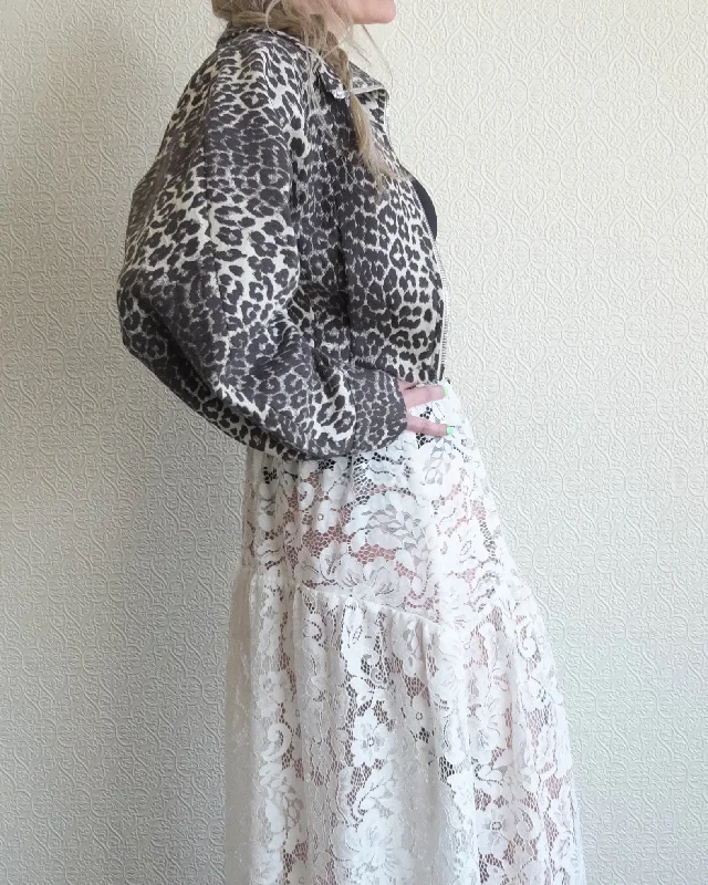 Leopard Curve Sleeve Short Jacket Print Jacket Jacquard Jacket Embroidered Jacket