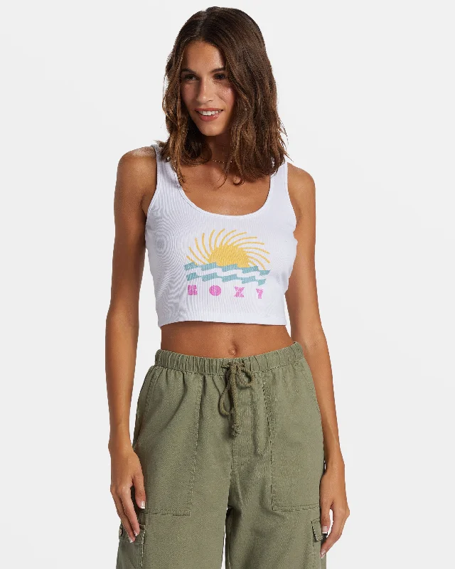 Simple Surf Dive In Cropped Tank Top - Egret stylish tank top