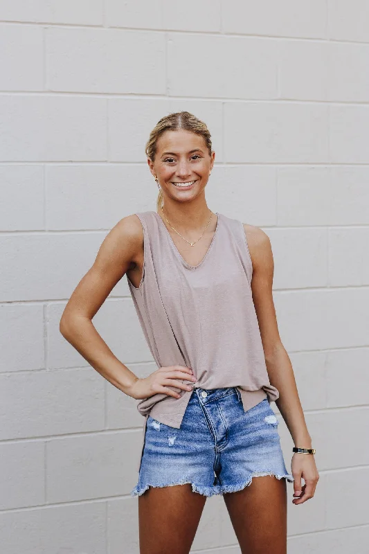 Found My Match Ash Mocha Solid Tank teal tank top