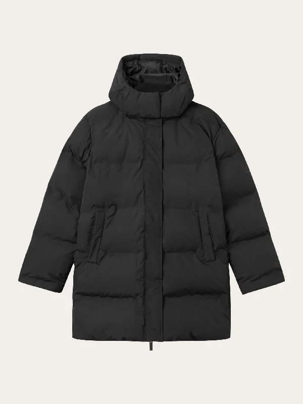 Long Puffer jacket - Black Jet Cotton Fabric Linen Fabric Terry Fabric