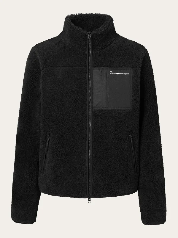 Teddy high neck zip jacket - Black Jet A-Line Jacket Boat Neck Shawl Collar
