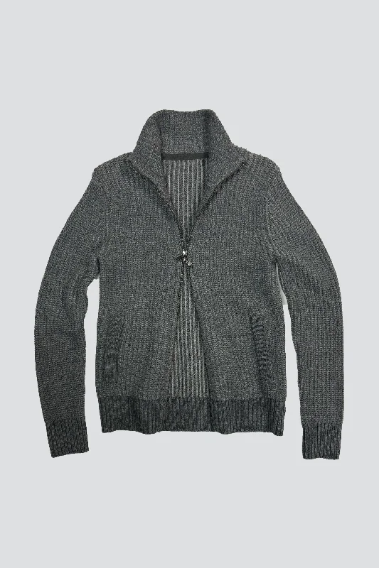 Grey Double Zip Sweater Modern Contemporary Chic