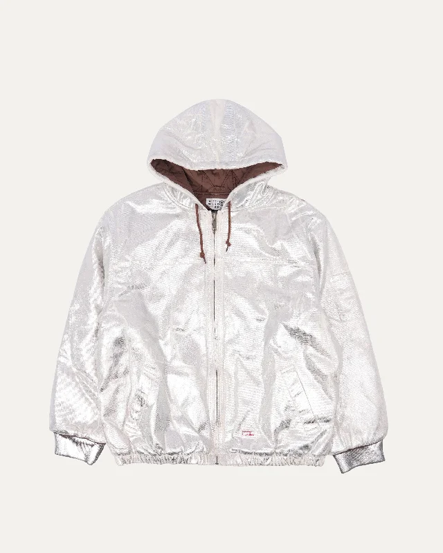 MM6 Maison Margiela Hooded Foil Work Jacket Cardigan Sweater Pullover