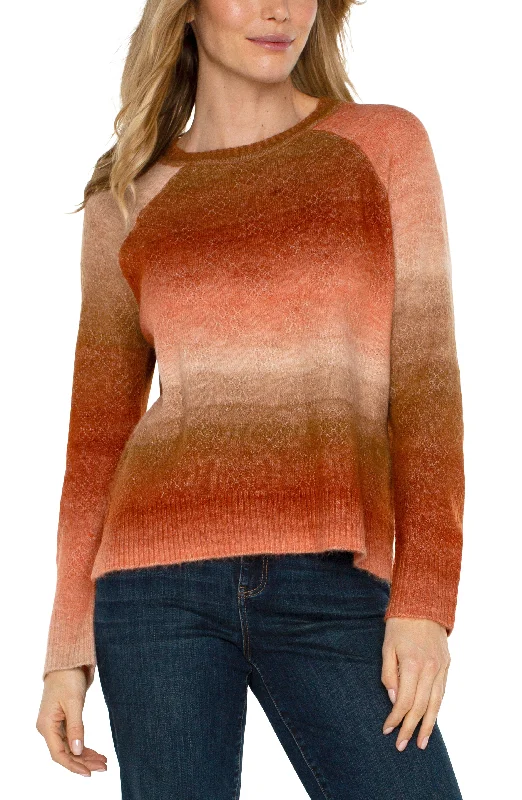 Liverpool Long Sleeve Raglan Sweater w/ Side Slit (Orange Ombre) Lightweight Heavyweight Midweight Liverpool Long Sleeve Raglan Sweater w/ Side Slit (Orange Ombre) Lightweight Heavyweight Midweight