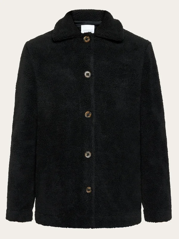 Teddy overshirt jacket - GRS/Vegan - Black Jet V-Neck Jacket Boat Neck Jacket Square Neck Jacket Teddy overshirt jacket - GRS/Vegan - Black Jet V-Neck Jacket Boat Neck Jacket Square Neck Jacket