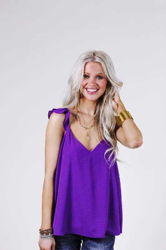 Share The Love Purple Tank Top metallic tank top